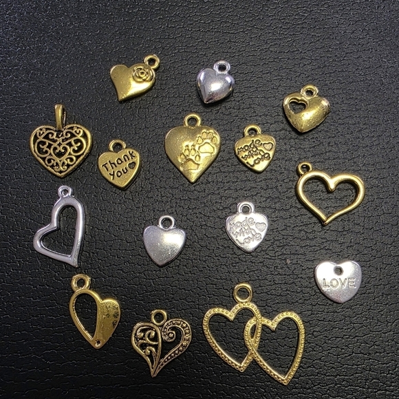 Jewelry - Gold and Silver Heart Charm Set